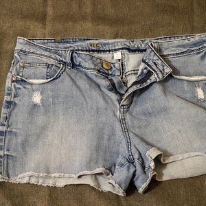 Mid Rise Light Denim Shorts